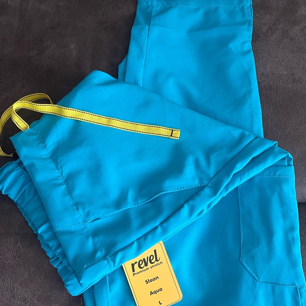 Revel Aqua Pants with Yellow Drawstring